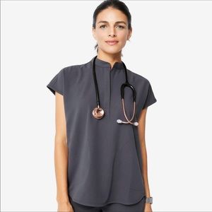 FIGS Rafaela Scrub top-Charcoal